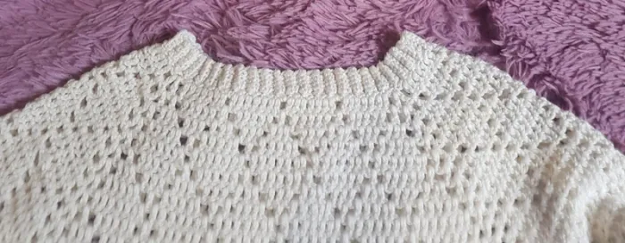 Pull blanc cassé au crochet - photo numéro 2