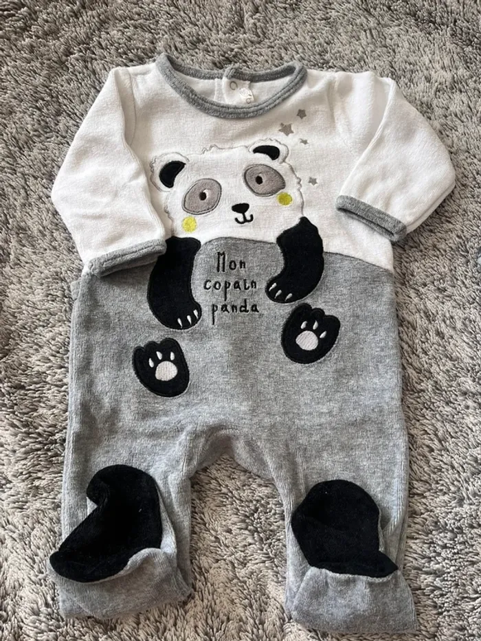 Lot pyjama grenouillère 3 mois velours - photo numéro 3