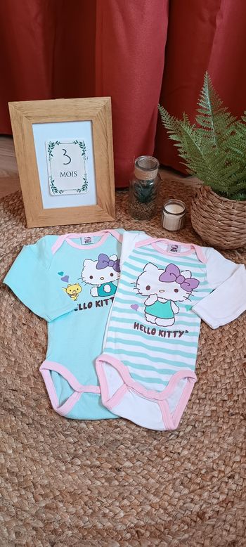 Lot de 2 bodies Hello Kitty 3/6 mois parfait état