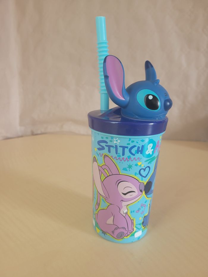 Verre gobelet avec paille Stitch - photo numéro 2