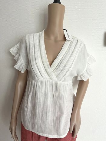 Blouse, chemisier, tunique blanc écru, 100 % coton taille L