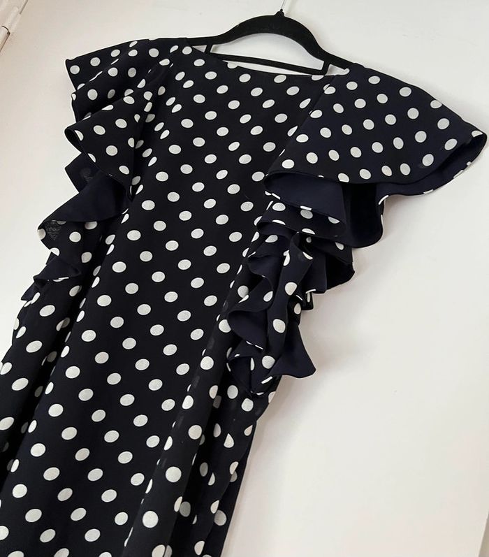 Robe droite imprimée pois avec volant Taille 36 - photo numéro 7