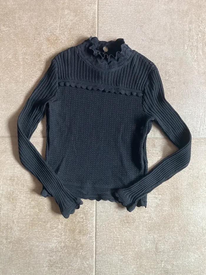 The kooples Top manches longues femme FPUL27024 bla01 taille 1 S col montant - photo numéro 2