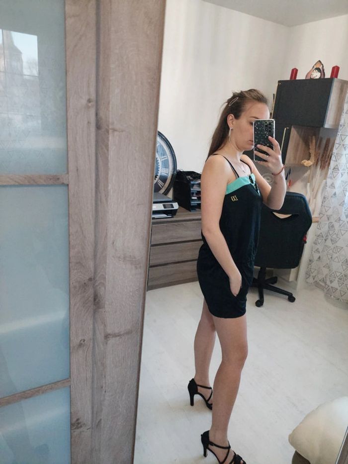 Combishort femme noire et bleu t36 - photo numéro 2