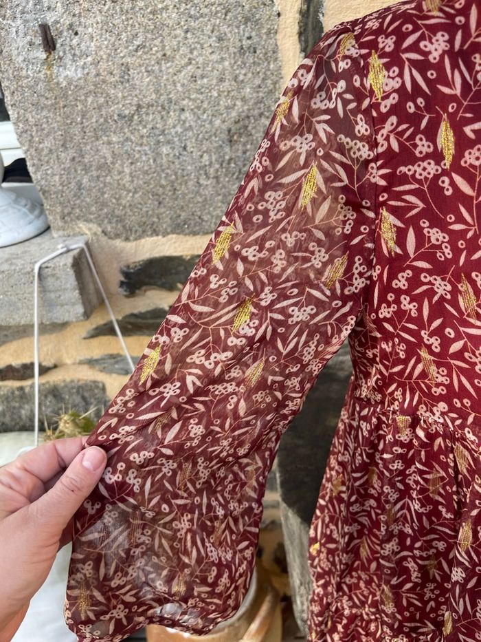 Robe courte en voile bordeaux - - photo numéro 2