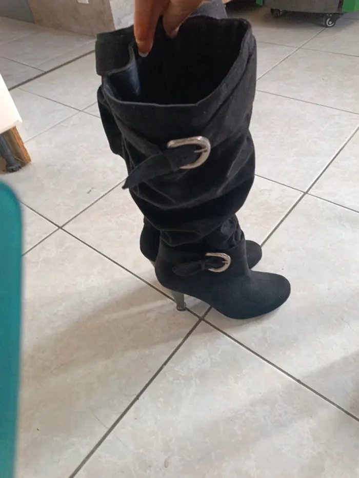 Bottes hautes daim noir 40 Bonprix - photo numéro 3