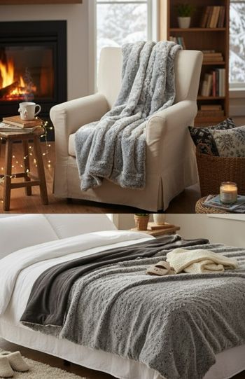 Plaid Chaleureux gris perlé