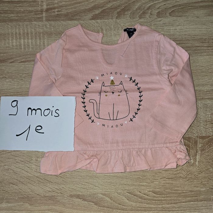 Pull rose pale chat 9 mois