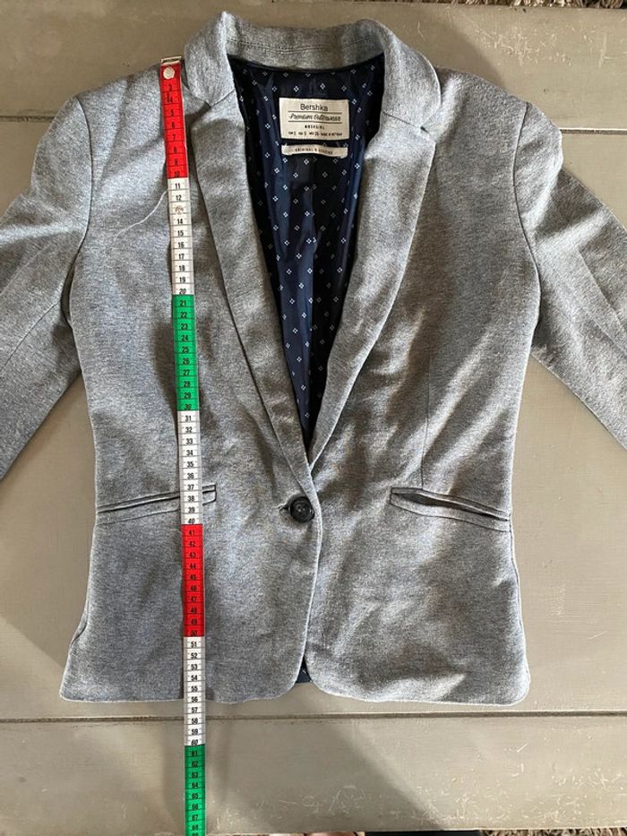 Blazer Bershka Premium Outwear gris taille S 36 - photo numéro 11