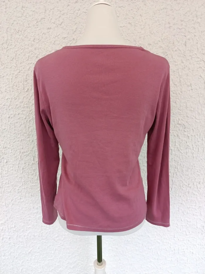 T-shirt manches longues strass rose taille L - photo numéro 2