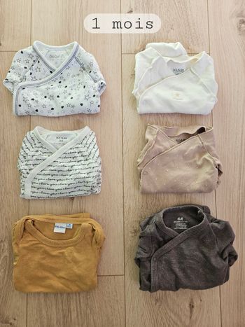 Lot de 6 bodies manches longues - 1 mois