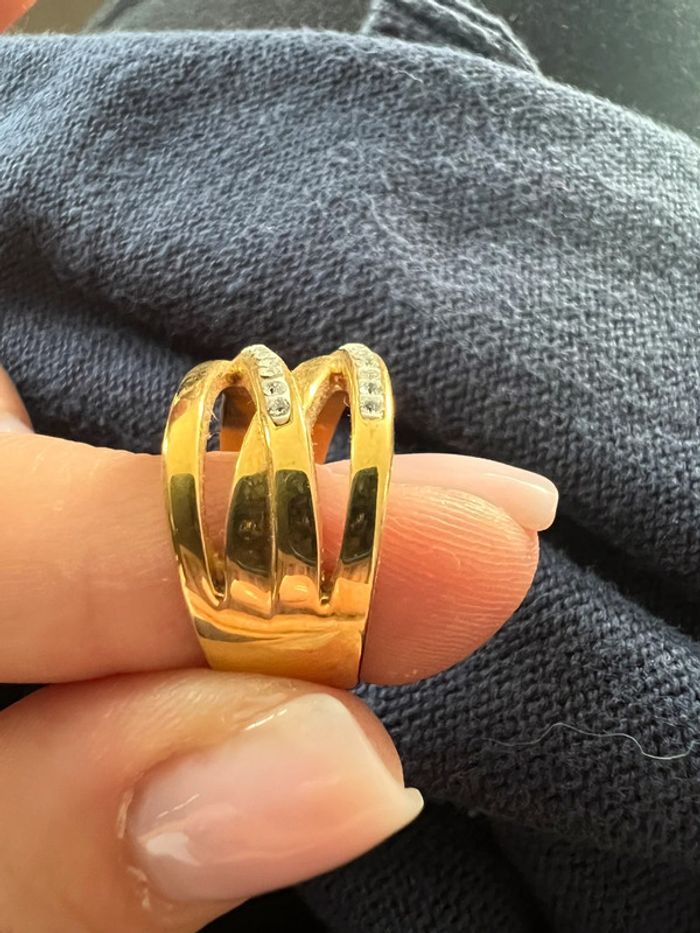 Bague dorée et strass - photo numéro 3