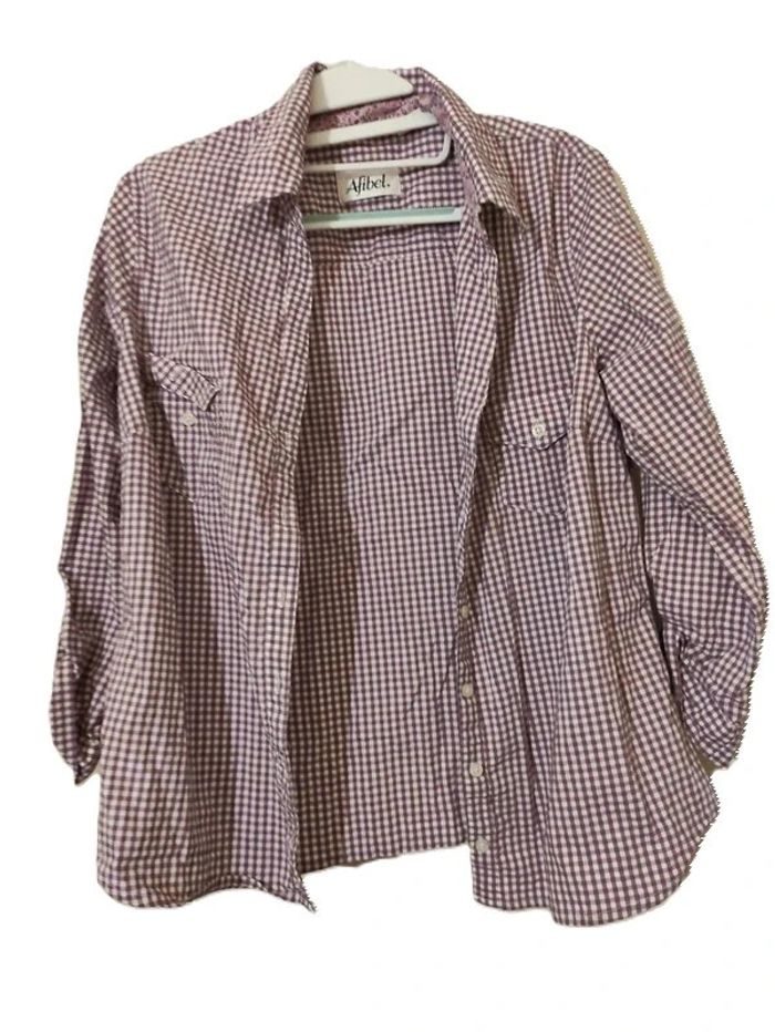 Chemise à carreaux Afibel Taille 42 violet blanc