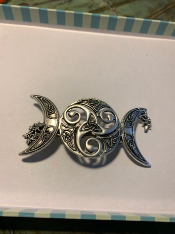 Barrette lune symboles celtiques bretons