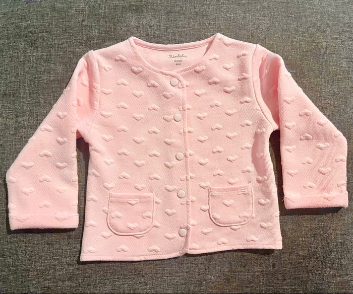 Gilet pression rose clair bébé fille Kimbaloo 18 mois