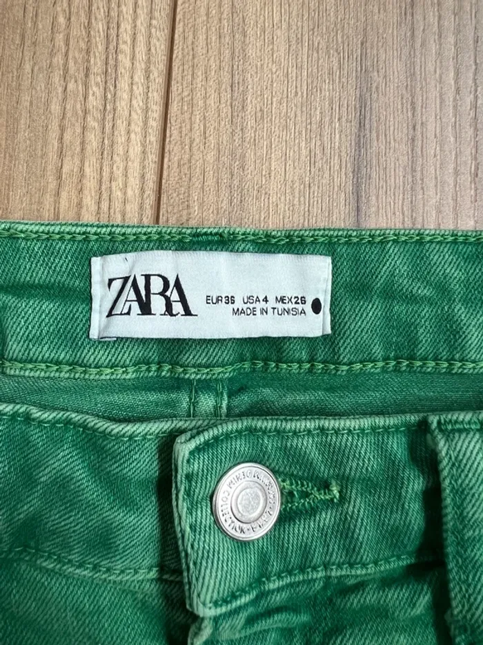 Jean évasé vert femme Zara - photo numéro 4
