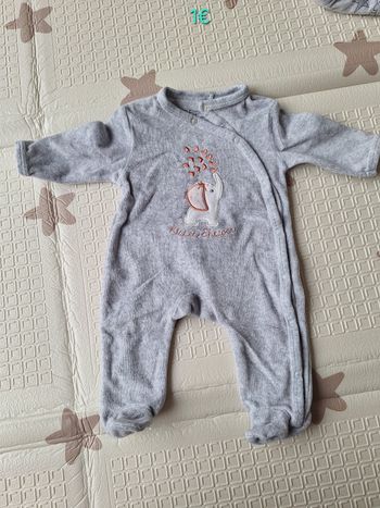 Pyjama velours éléphant 1 mois