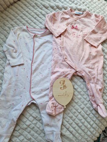 Lot de pyjamas légers rose bébé fille 3 mois obaïbi