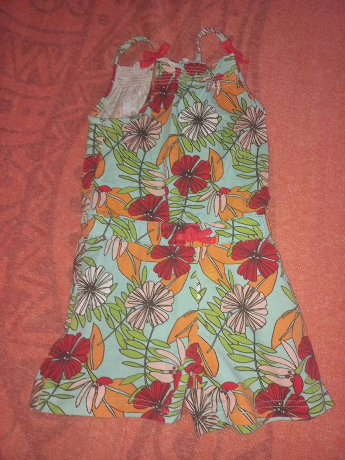Combinaison combi short 4 ans fille fleurie tropical - photo numéro 2