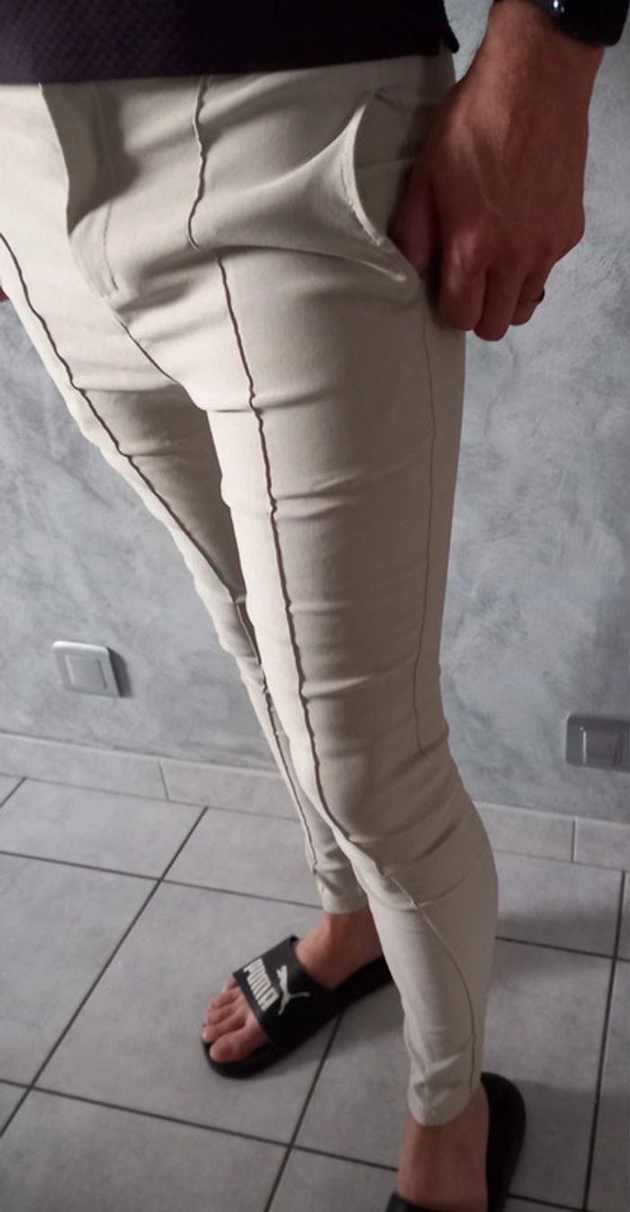 Pantalon neuf stretch beige clair - photo numéro 2