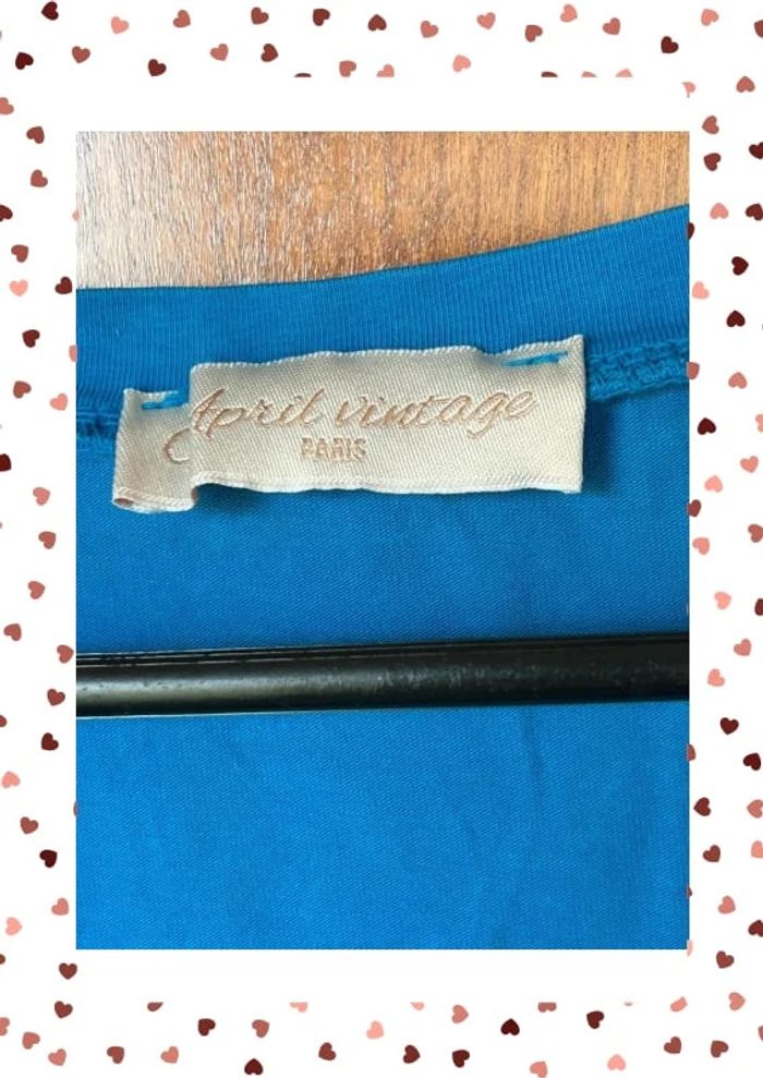 T-shirt bleu April Vintage - photo numéro 2