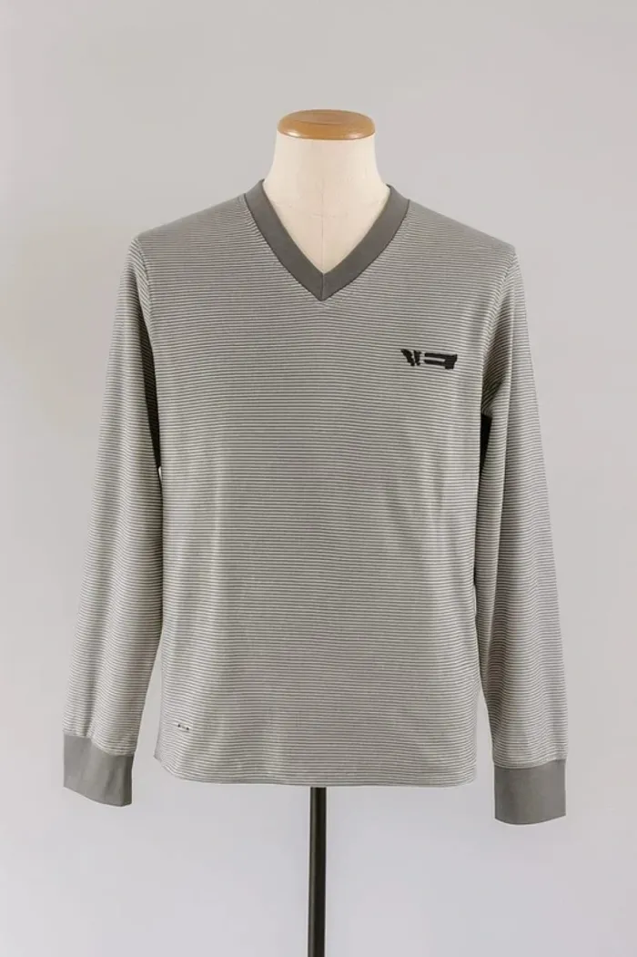 Tee shirt manche longue rayé gris blanc RG512 Taille S - photo numéro 2