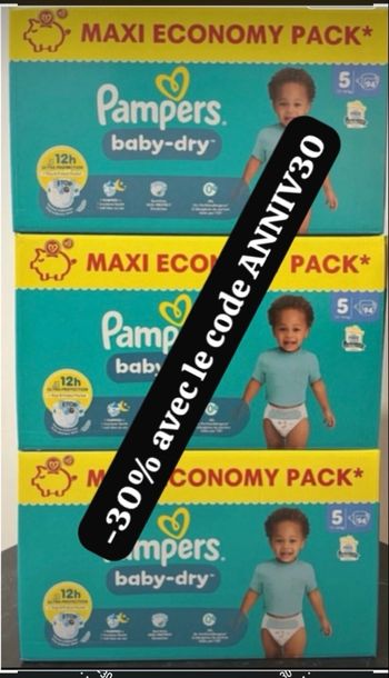 Trois cartons de couches Pampers taille 5 normal 