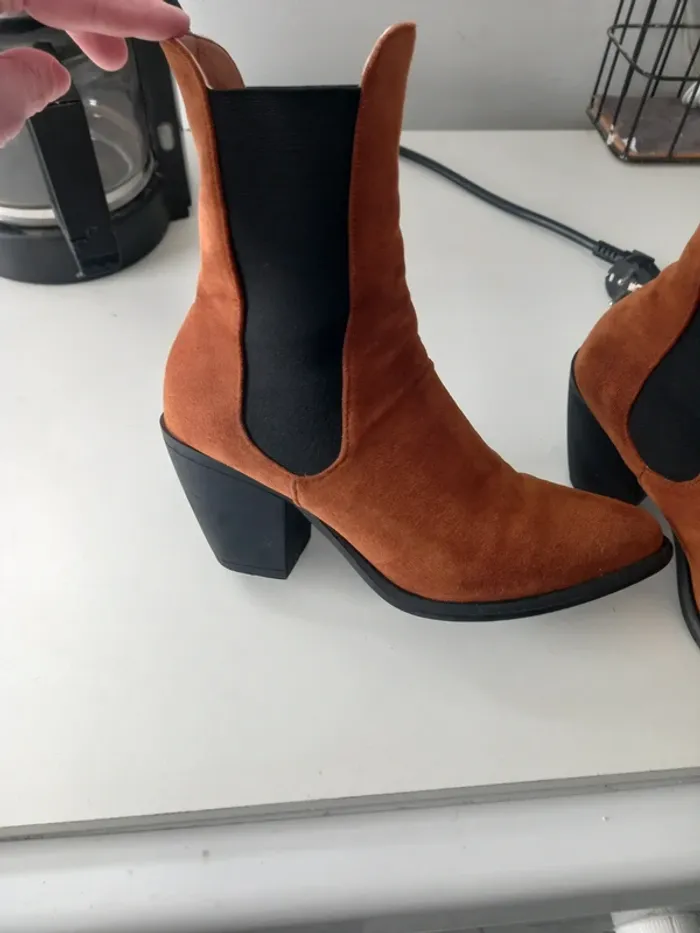 Bottines mi-haute velours à suédine - photo numéro 3