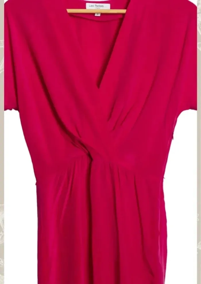 Robe en soie rose fuchsia drapée Les Petites Paris Taille 36 - photo numéro 3