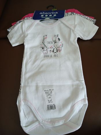 lot de 3 bodies fille manches courtes absorba 18 mois