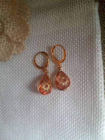 Boucles d'oreilles gouttes rosées Soleils