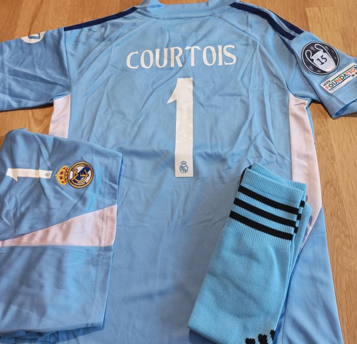 Ensemble Maillot Et Pantalon Gardien Real Madrid Courtois 2024/2025 - Réplique Officielle Enfant - Bleu, Taille 6 Ans