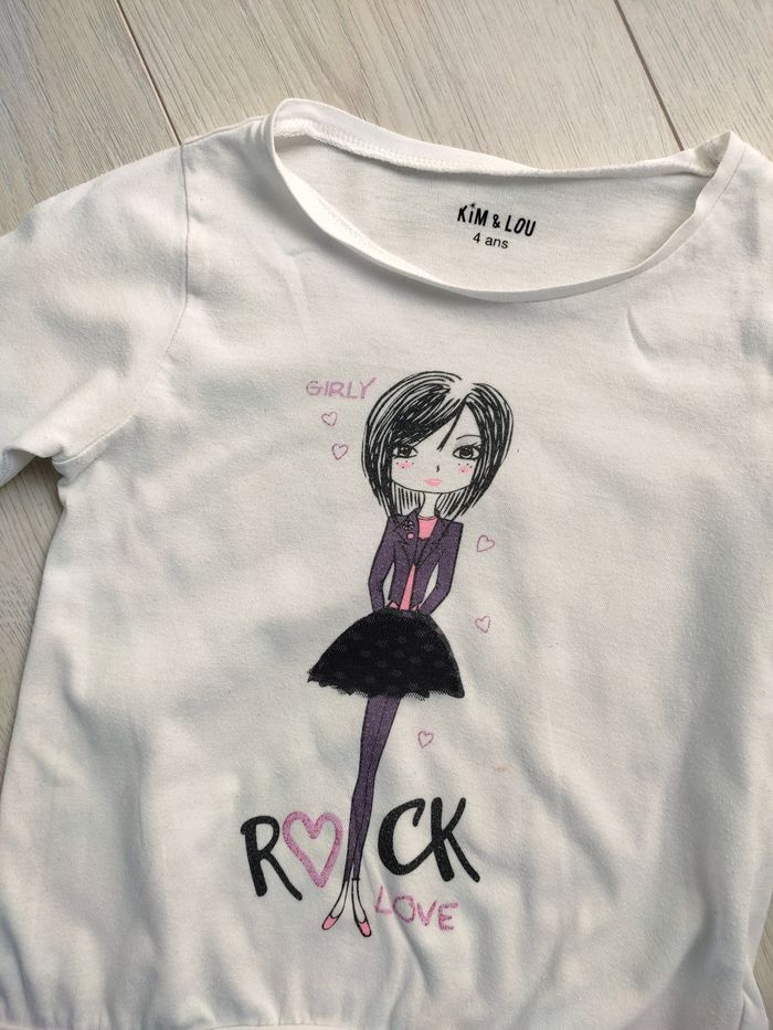 T-shirt blanc rock Kim & Lou 4 ans - photo numéro 4