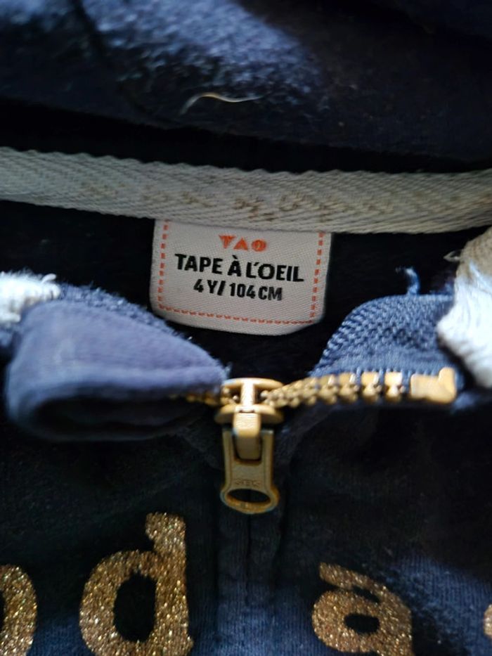 Sweat capuche zippé/4ans -104cm - photo numéro 2