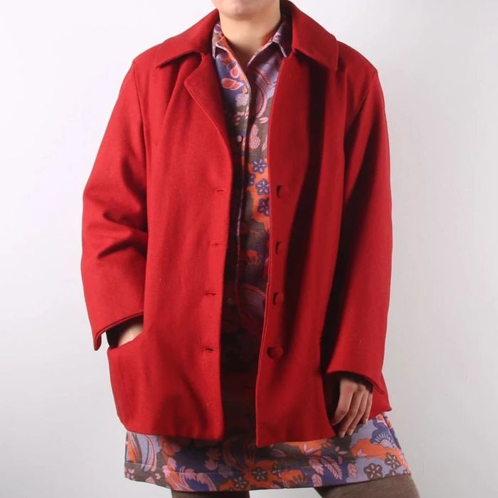 Délicieux Caban rouge vintage 70's en laine handmade (#23698) - photo numéro 7