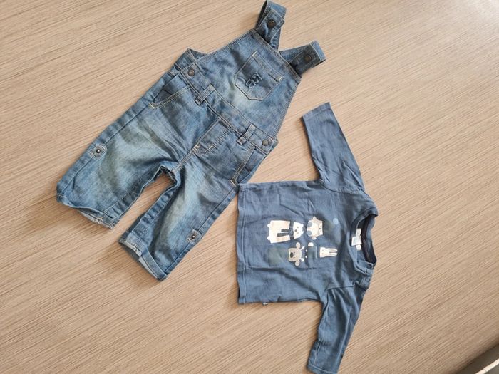 Salopette jeans obaibi et tee shirt obaibi 3 mois - photo numéro 6