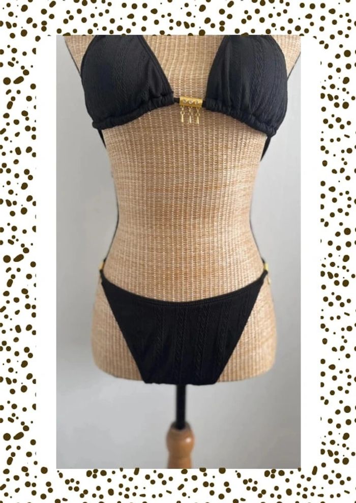 Bikini noir et doré Shein – Taille L – Neuf avec étiquette - photo numéro 4