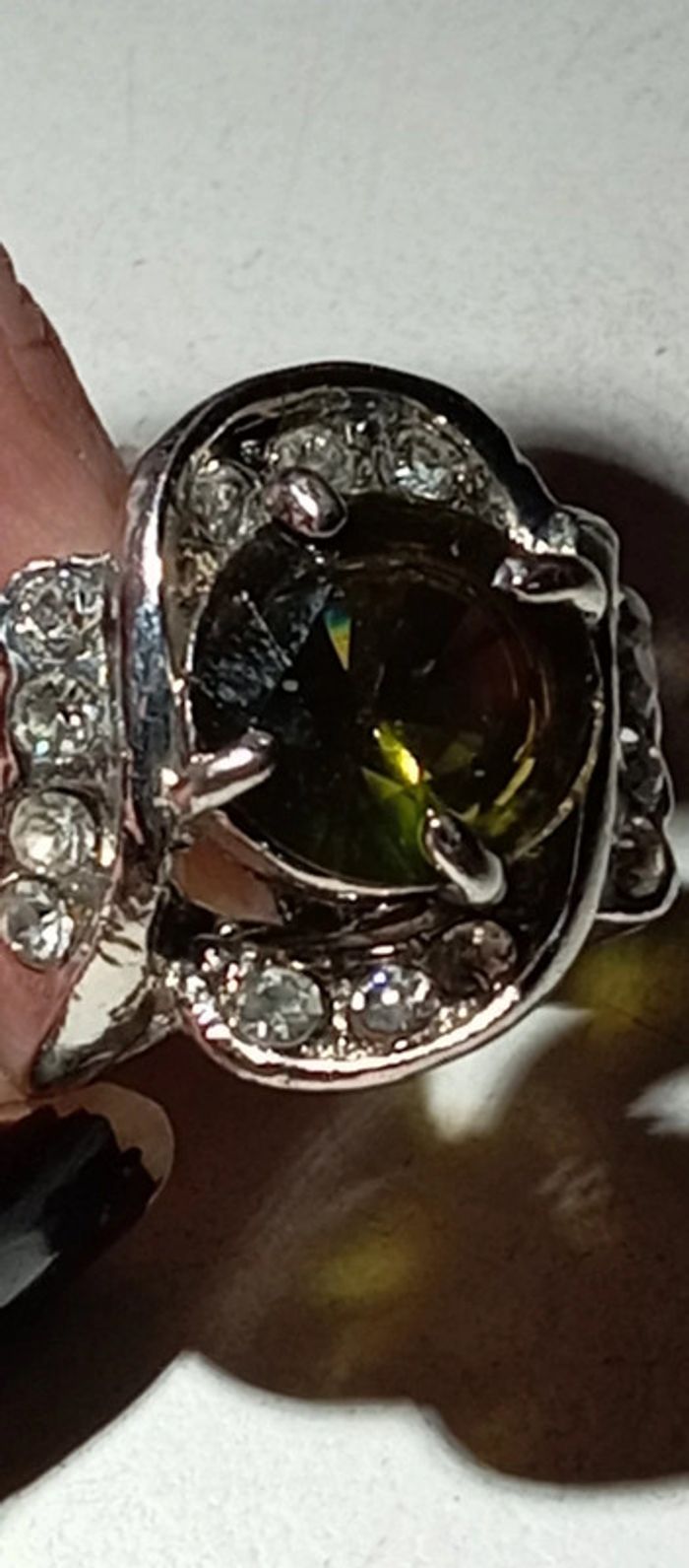 Bague fantaisie pierre kaki - photo numéro 6