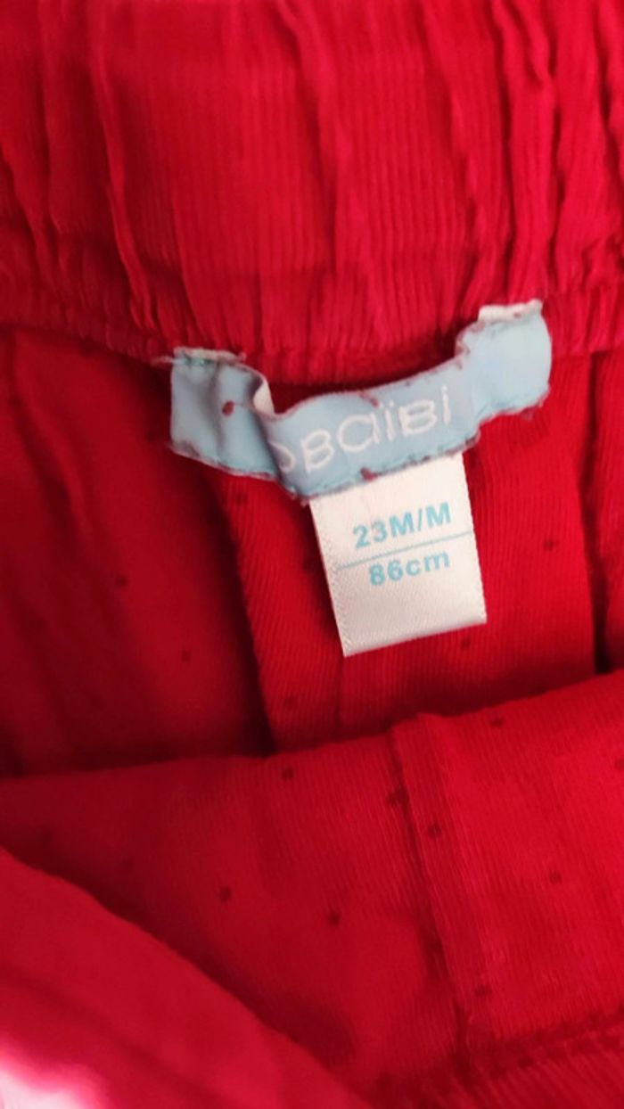 Pantalon en velours rouge taille 24 mois 86 cm - photo numéro 2