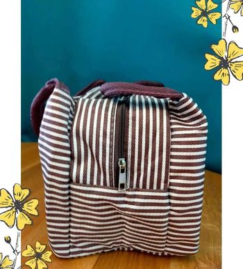 Sac isotherme rayé marron – Compact & pratique - lunchbox d’été