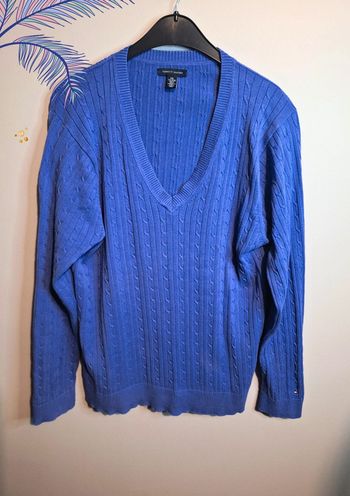 Pull torsadé tommy hilfiger col V violet femme - taille 2xl