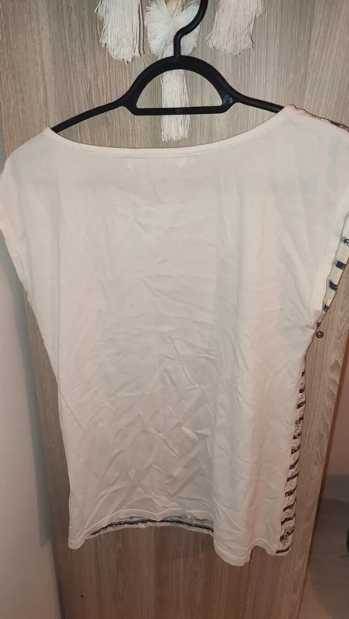 T-shirt marinière dentelle bleu/blanc - photo numéro 2