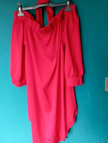 Robe d'été encolure bateau rouge cerise