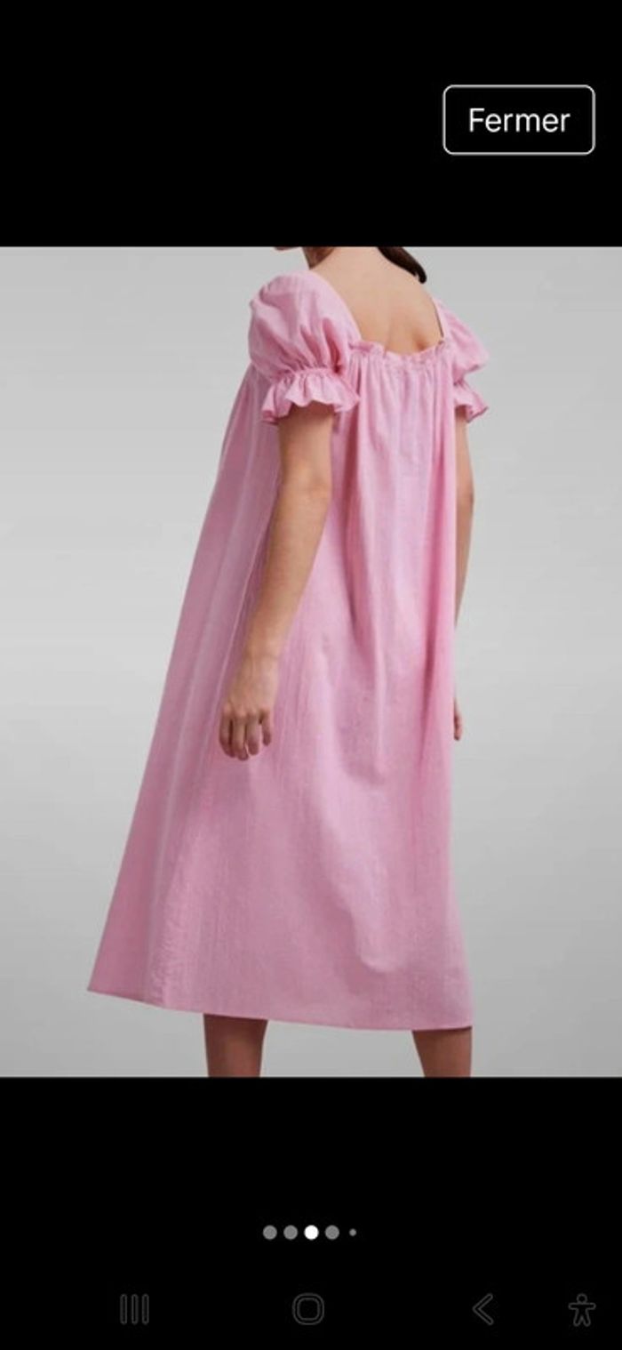 Robe chemise 100% coton rose pâle avec manches courtes froufrous. 42/44. Neuve - photo numéro 5
