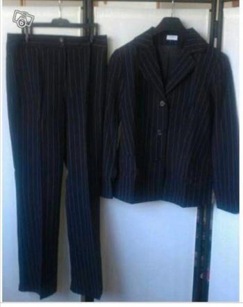 Tailleur pantalon vintage à rayures T40