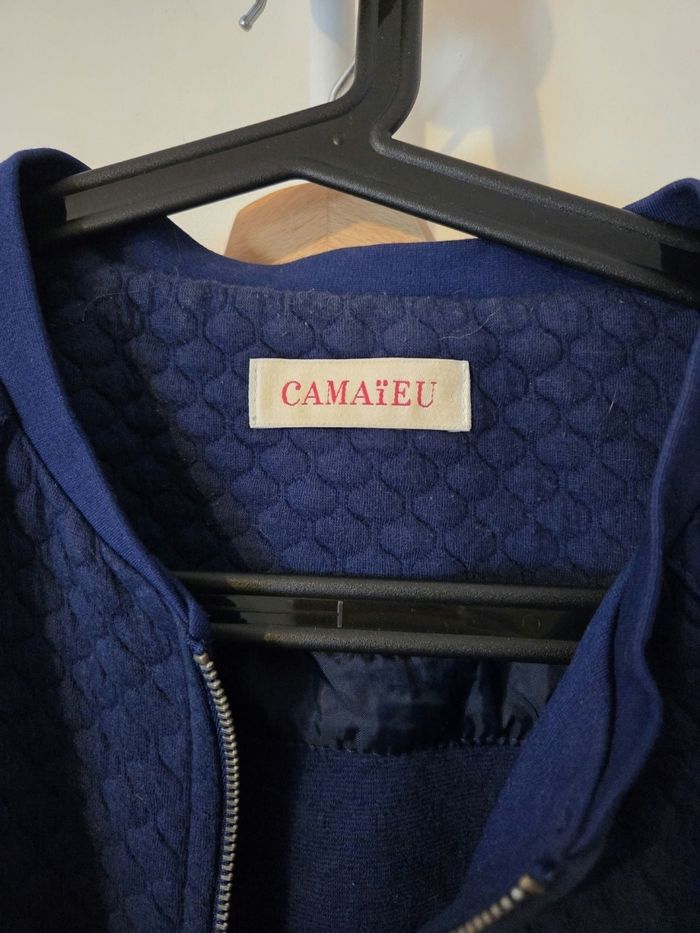 Veste courte bleue foncée effet matelassé - photo numéro 3