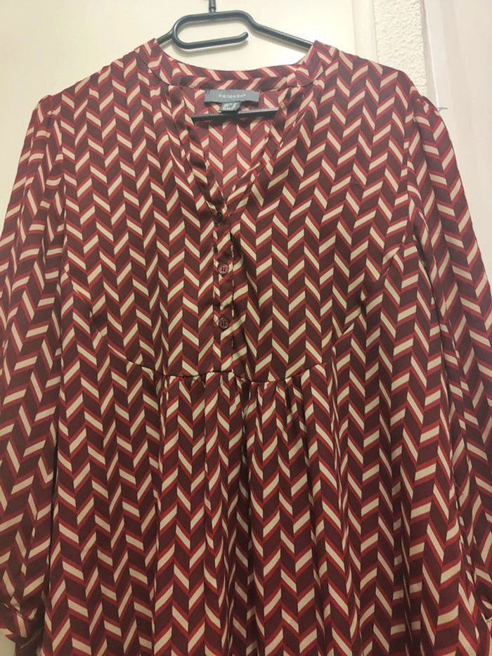 Blouse légère à motif géométrique Bordeaux - photo numéro 4