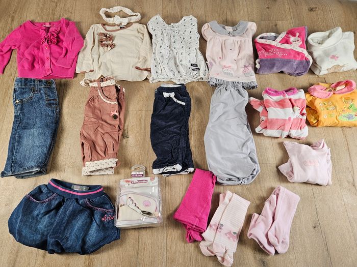 Lot 16 pièces vêtements bébé fille 9 mois mi saison printemps automne