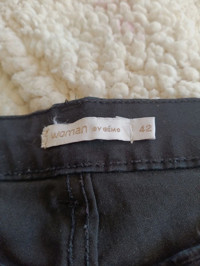 Pantalon noir slim à détails biker – GÉMO – taille 42 grunge gothique vintage - photo numéro 3
