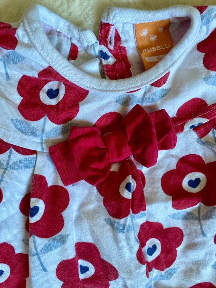 🔴🤍Adorable barboteuse Pusblu 6 mois - TBE Rouge & blanche fleurs 🤍🔴 - photo numéro 4